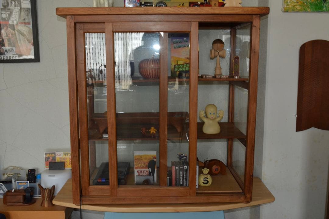 Vintage ガラスショーケース 引き戸 木工 木製 シンプル 和モダン 家具