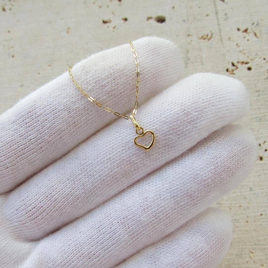 K18 18K ネックレストップ 18金 ゴールド オープンハート 地金 S