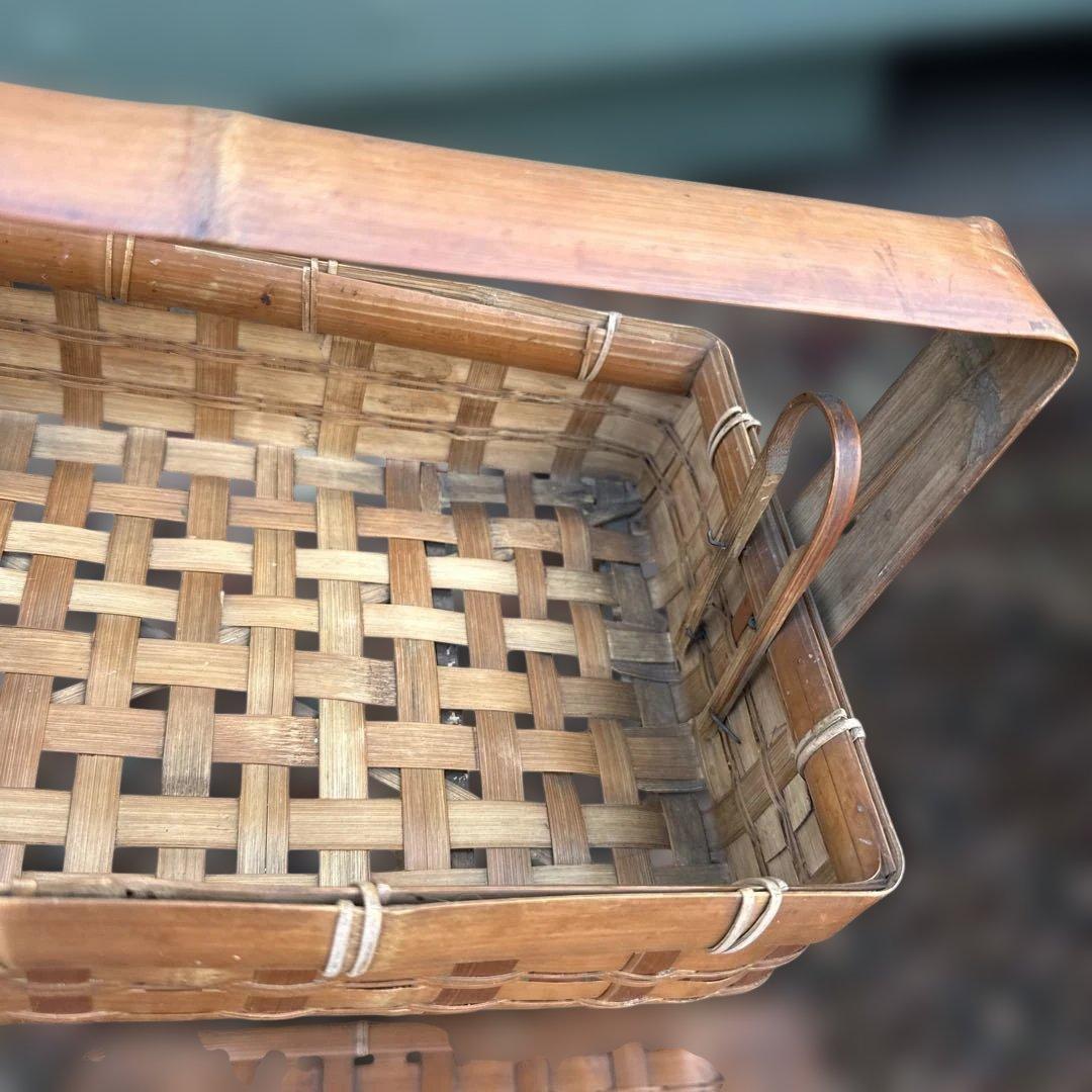 ヴィンテージ　竹バスケット 持ち手付き