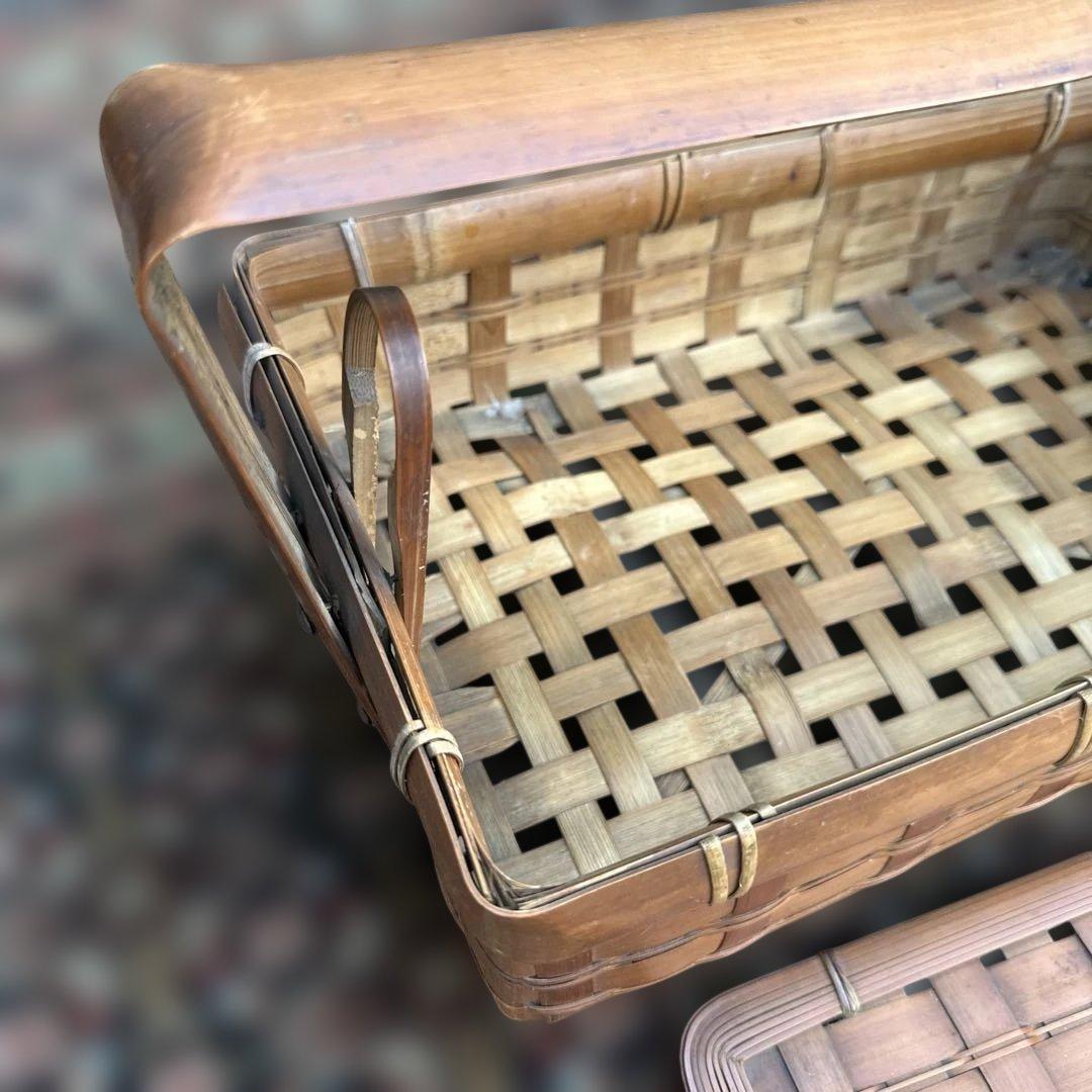 ヴィンテージ　竹バスケット 持ち手付き