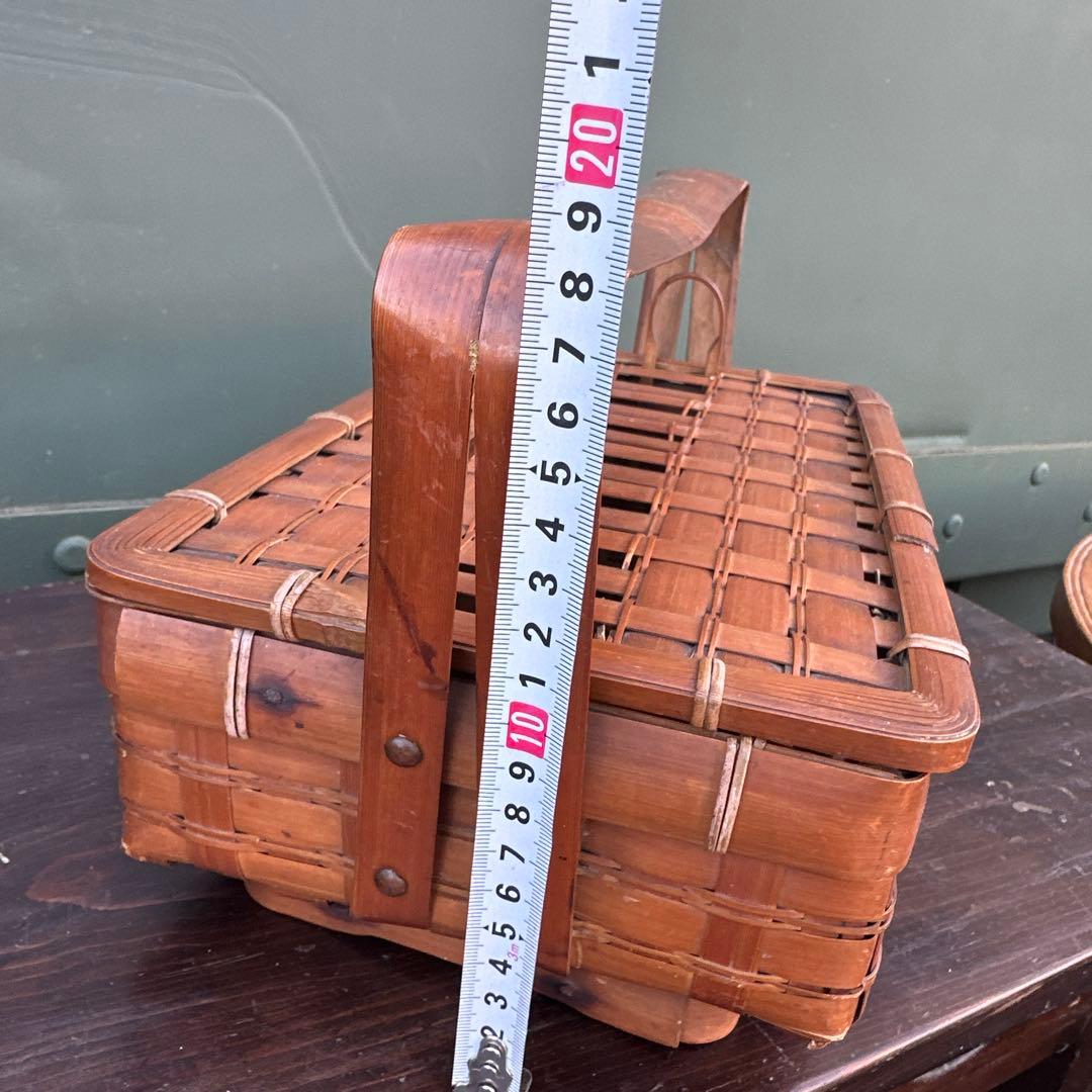 ヴィンテージ　竹バスケット 持ち手付き