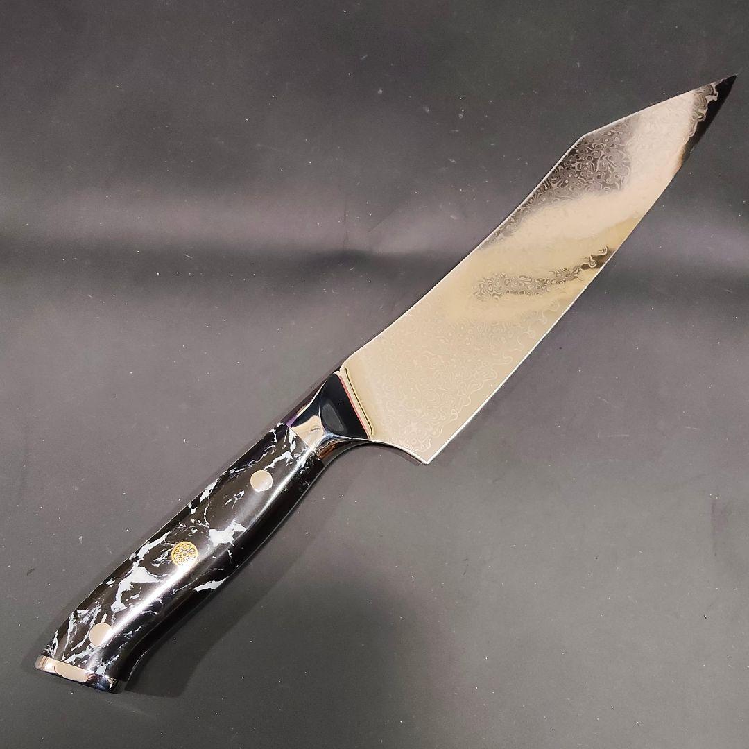 魚捌き 鬼反り 剣型 切付型 牛刀 VG10 ダマスカス 包丁 ターコイズ柄