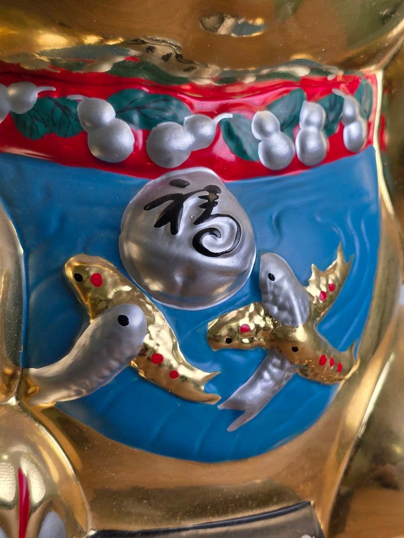 招き猫 両手上げ ゴールド 福 縁起物 貯金箱 億万両