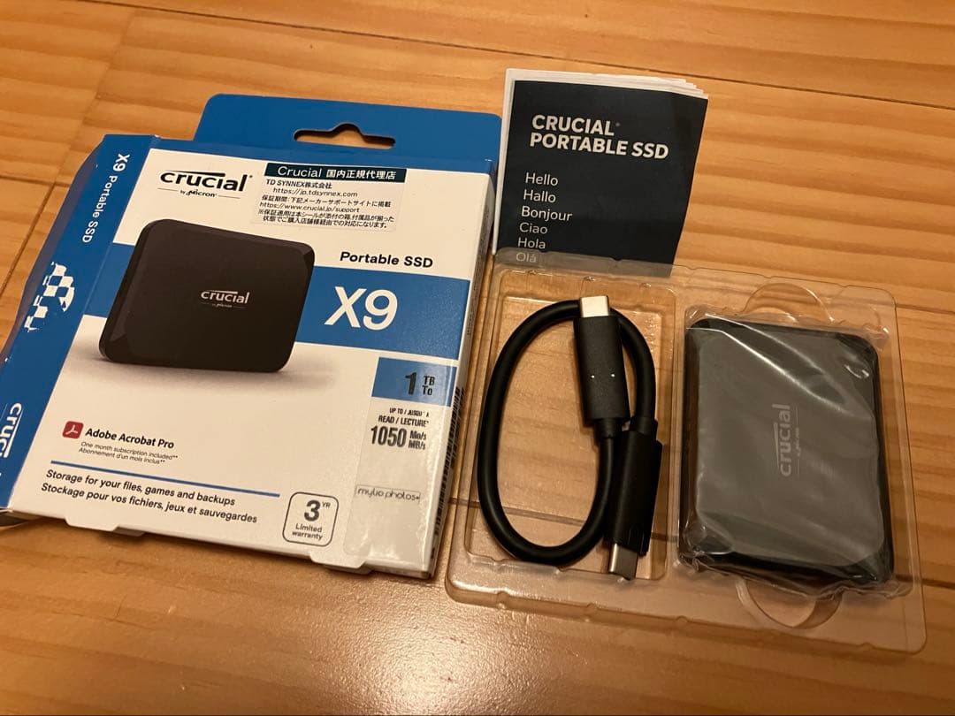 未使用Crucial X9 1TB ポータブルSSD