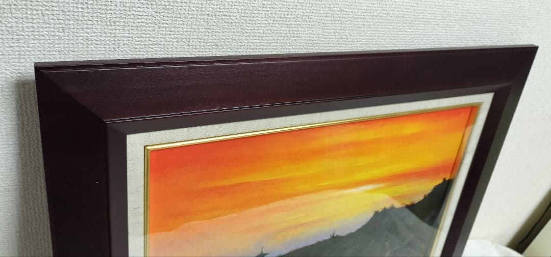 ◇s.koide 油彩画 夕焼けの法隆寺