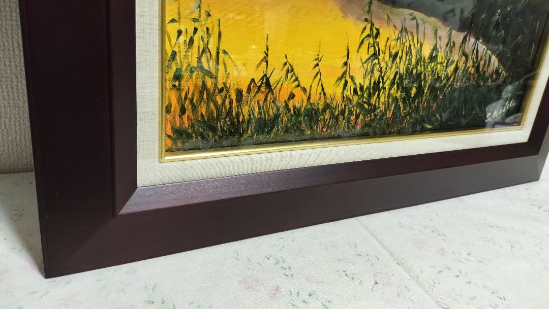 ◇s.koide 油彩画 夕焼けの法隆寺