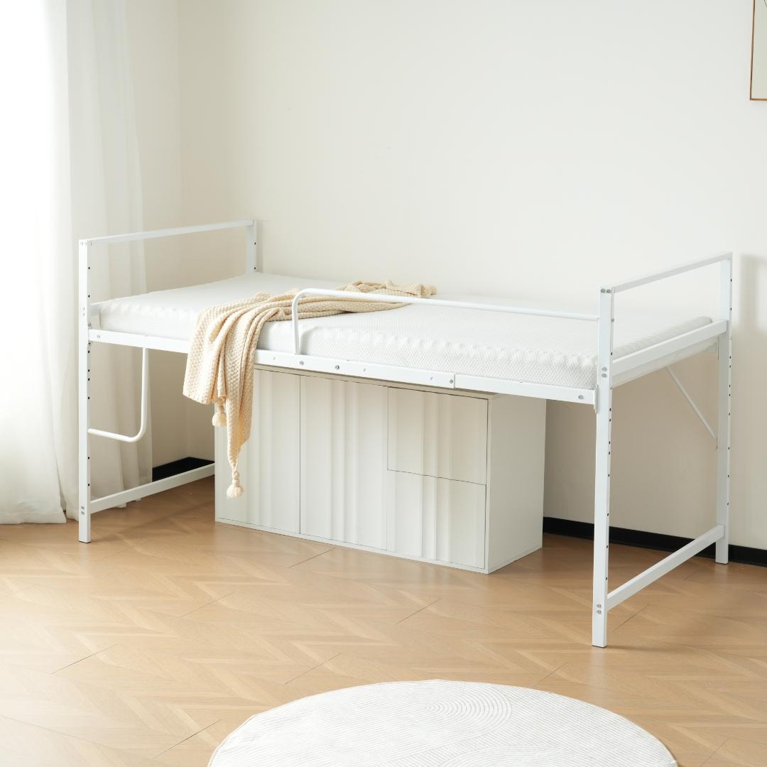 超人気【高さ110cm】ロフトベッド収納 北欧風 大人 一人暮らし　WHITE
