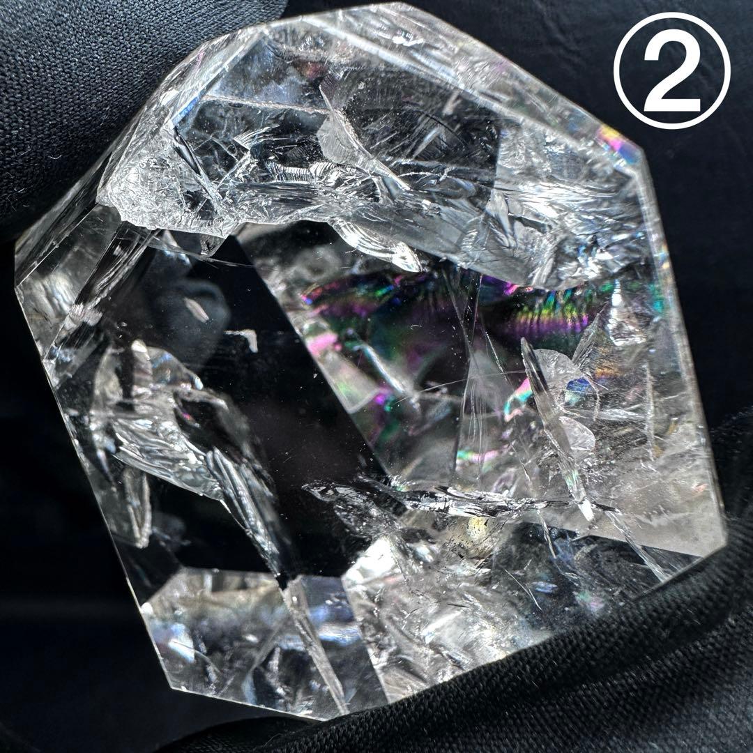 絶品❗アゼツライト☆虹入りアイリスクォーツクリスタルフリー型2点セットA1043
