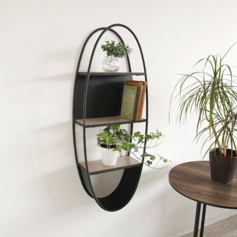 壁掛けシェルフ 3段 楕円型