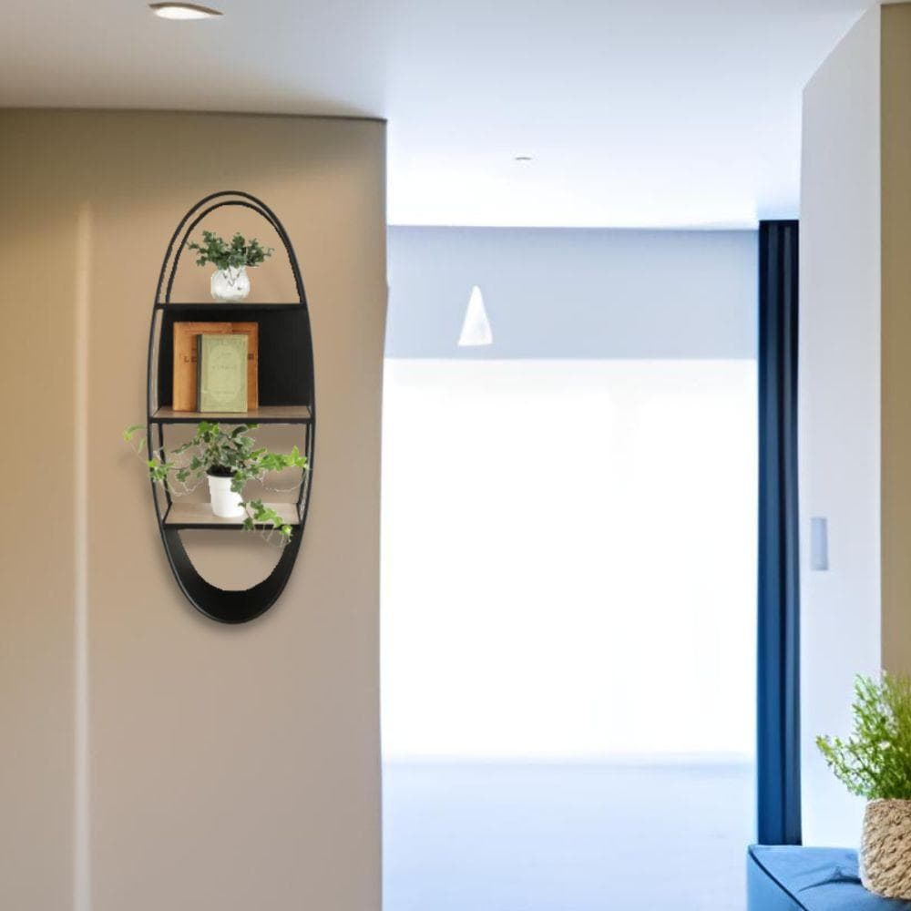 壁掛けシェルフ 3段 楕円型