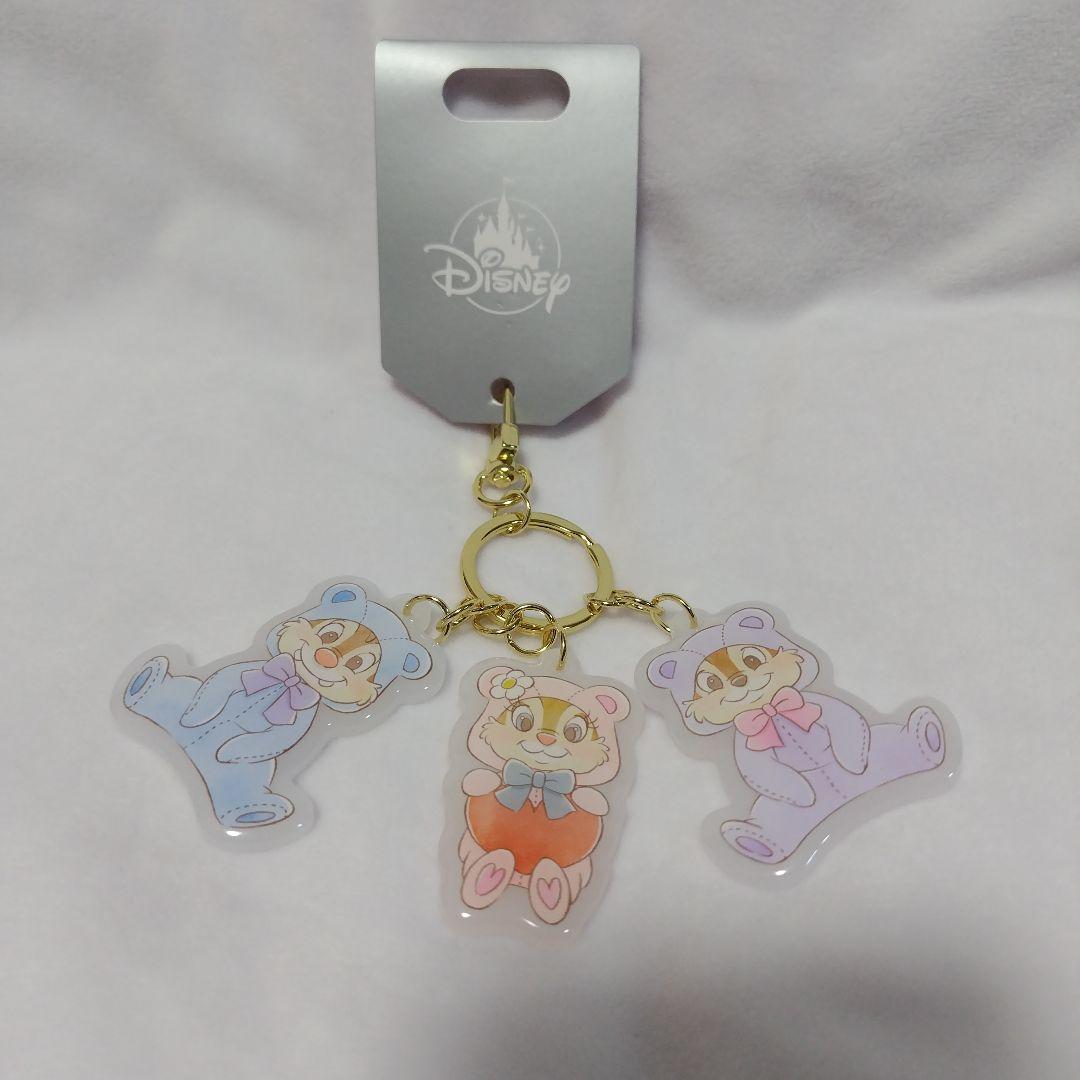 ディズニーストアピンクくまパジャマクラリスぬいぐるみキーチェーン＆チップとデール
