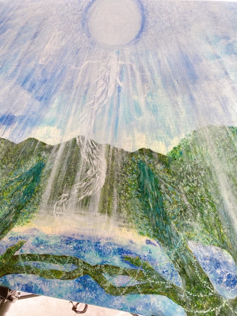 【白光（びゃっこう）】　白龍　龍木　原画　アクリル画　F20号サイズ