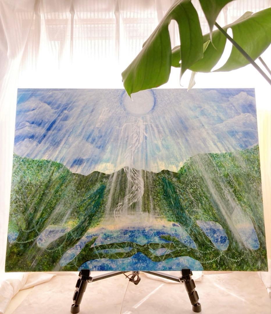 【白光（びゃっこう）】　白龍　龍木　原画　アクリル画　F20号サイズ