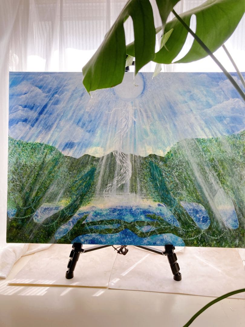 【白光（びゃっこう）】　白龍　龍木　原画　アクリル画　F20号サイズ