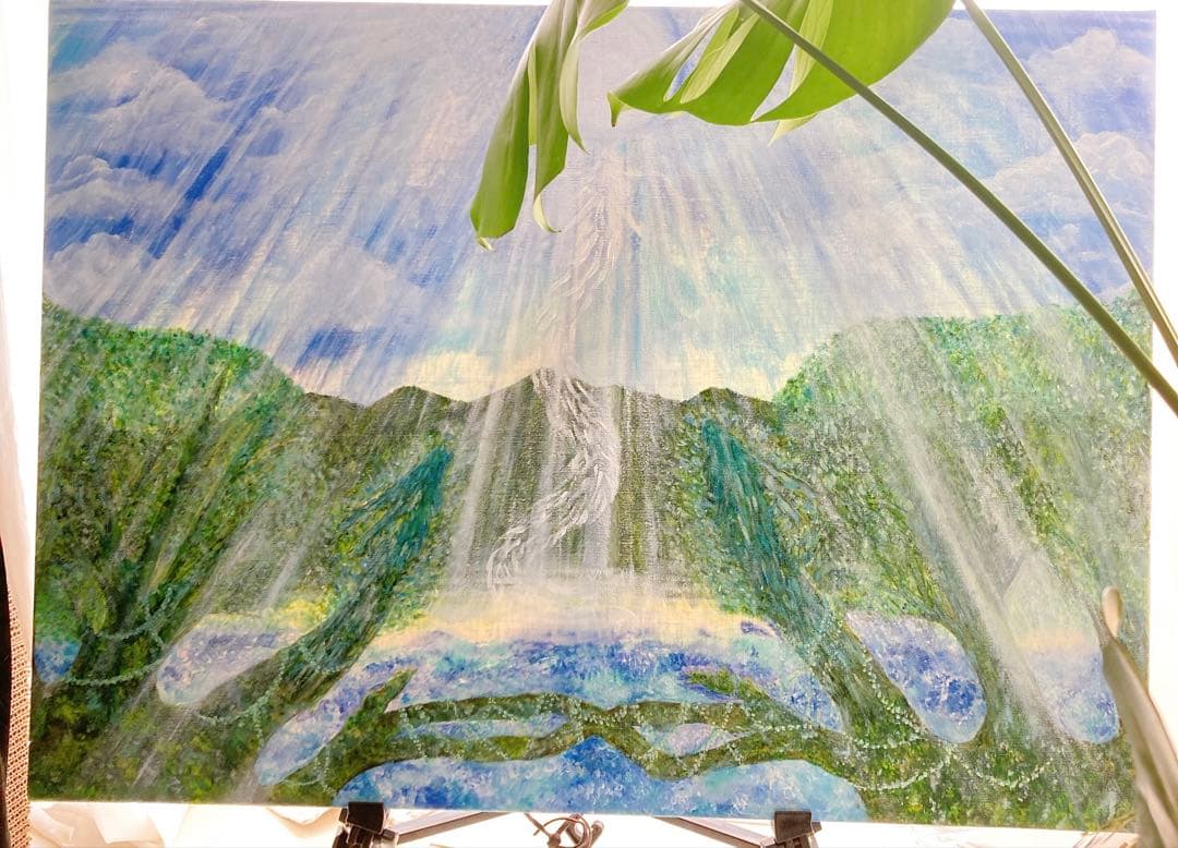 【白光（びゃっこう）】　白龍　龍木　原画　アクリル画　F20号サイズ