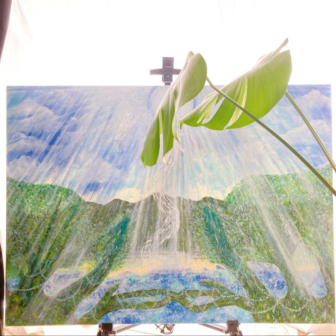 【白光（びゃっこう）】　白龍　龍木　原画　アクリル画　F20号サイズ