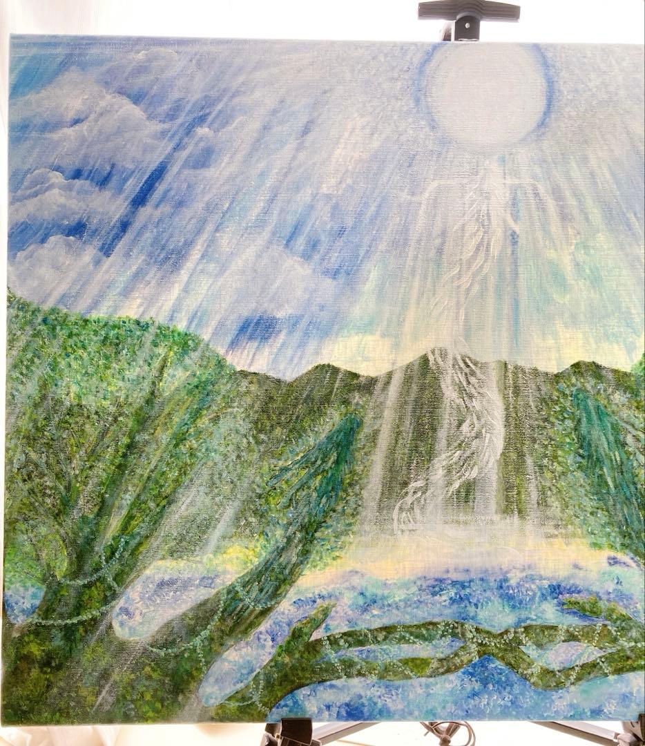 【白光（びゃっこう）】　白龍　龍木　原画　アクリル画　F20号サイズ