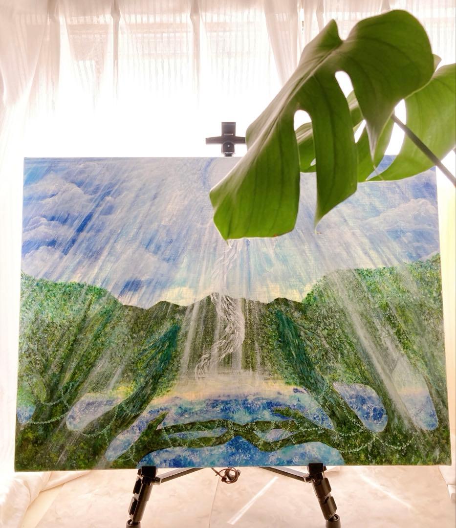 【白光（びゃっこう）】　白龍　龍木　原画　アクリル画　F20号サイズ