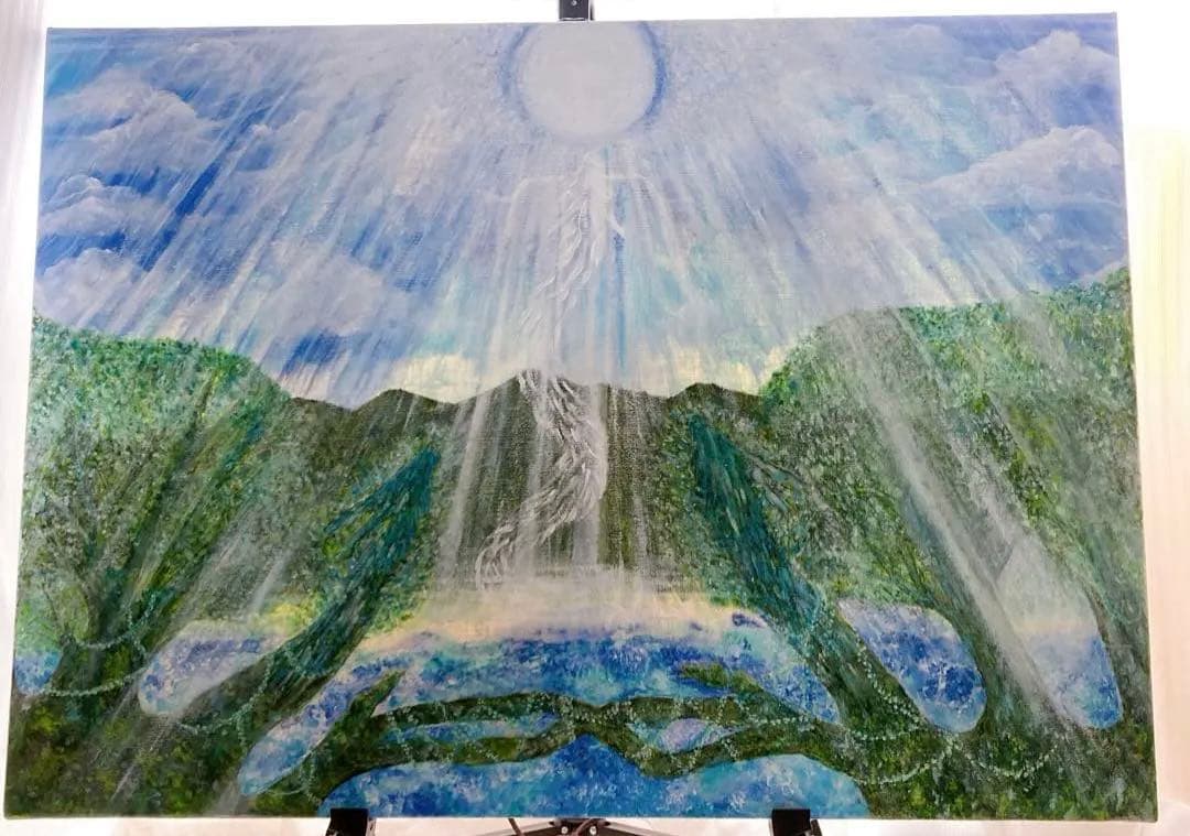 【白光（びゃっこう）】　白龍　龍木　原画　アクリル画　F20号サイズ