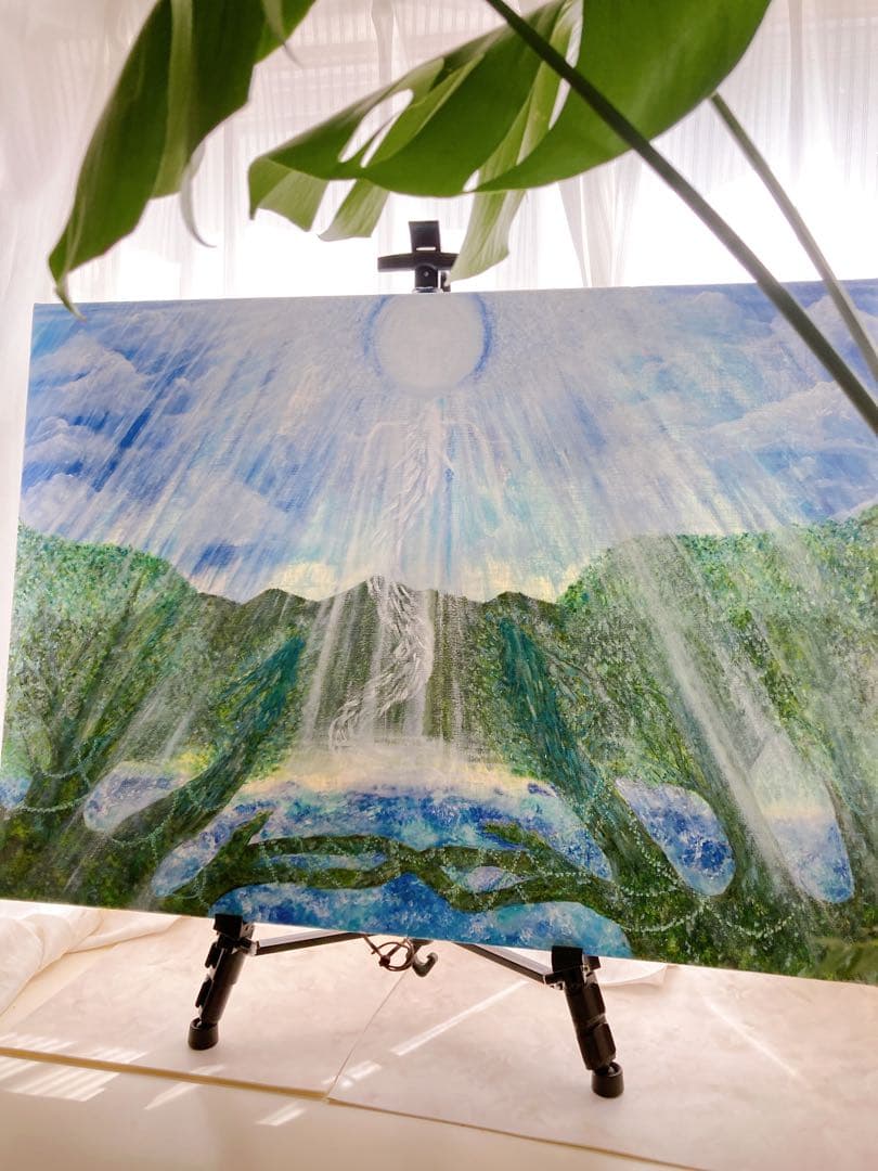 【白光（びゃっこう）】　白龍　龍木　原画　アクリル画　F20号サイズ