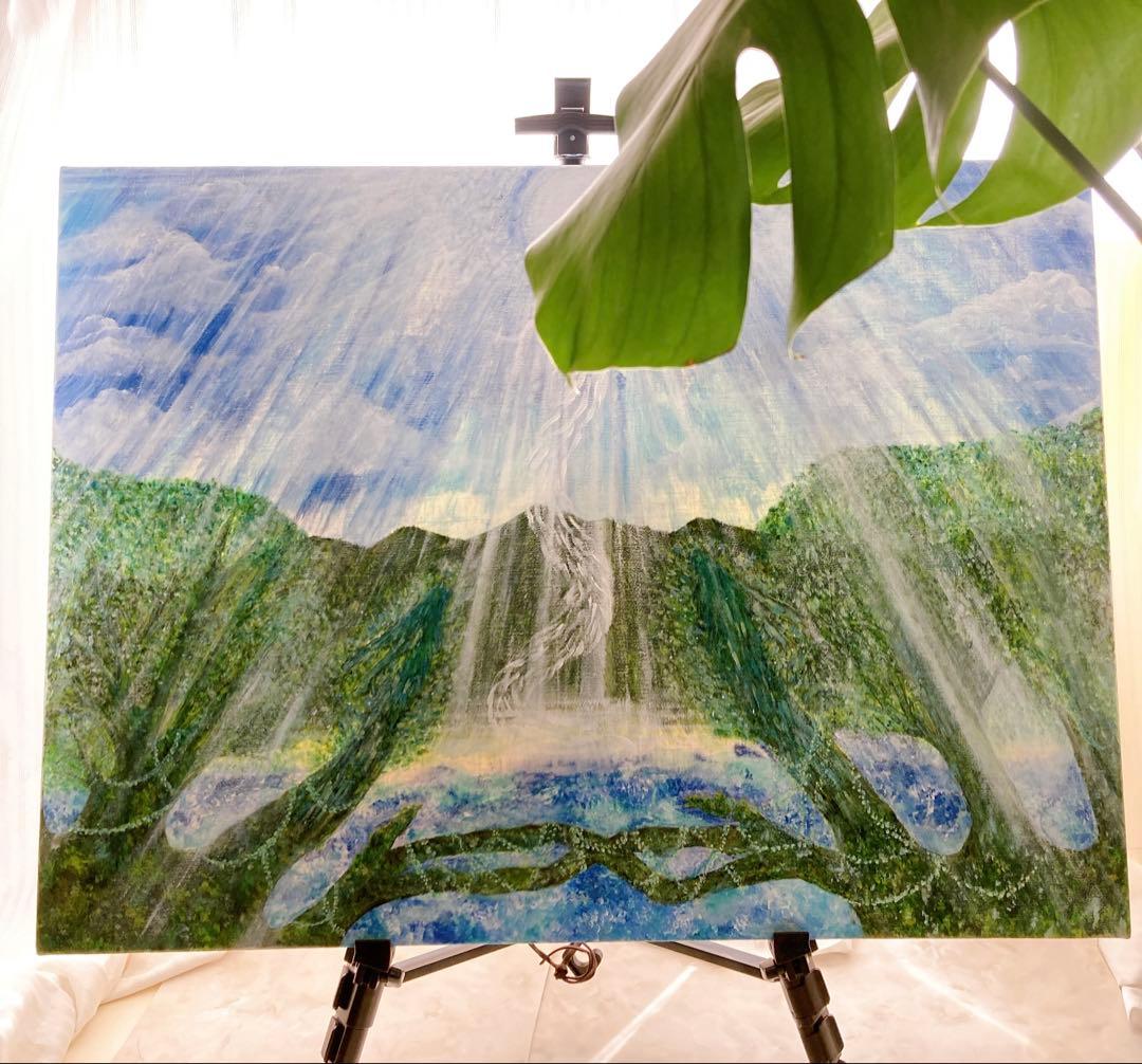 【白光（びゃっこう）】　白龍　龍木　原画　アクリル画　F20号サイズ