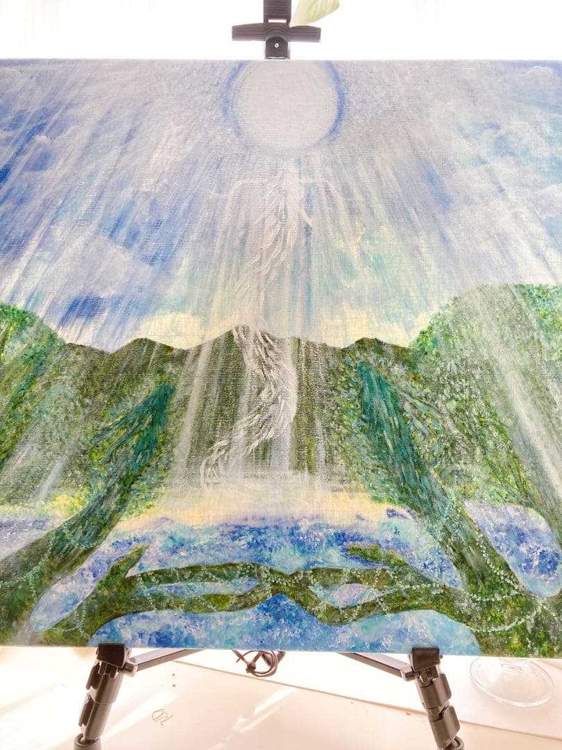 【白光（びゃっこう）】　白龍　龍木　原画　アクリル画　F20号サイズ