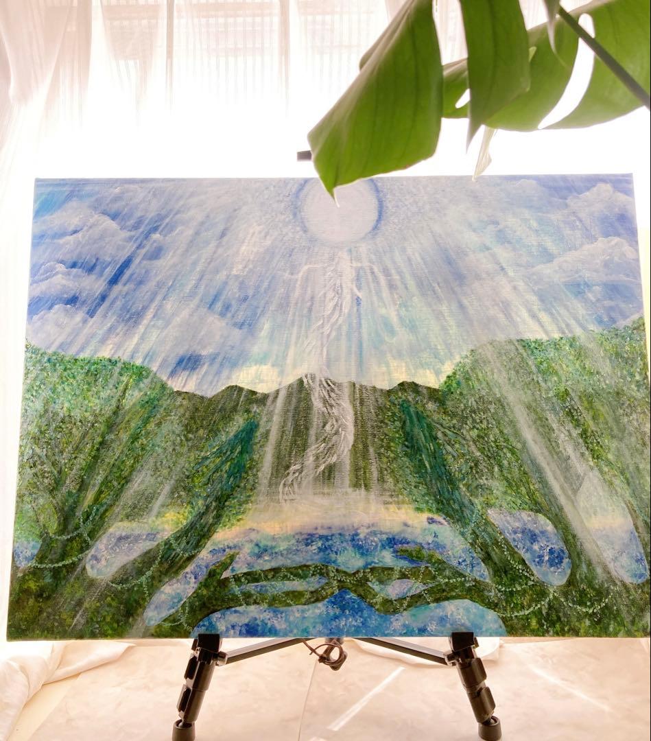 【白光（びゃっこう）】　白龍　龍木　原画　アクリル画　F20号サイズ