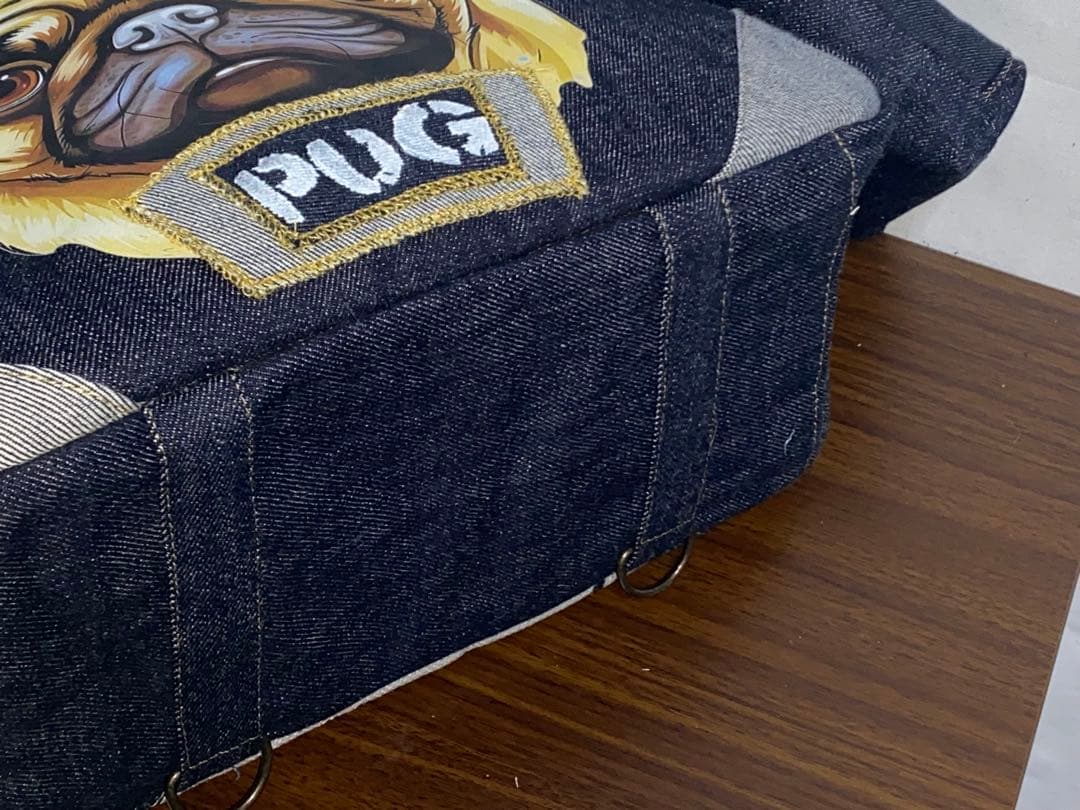 ☆岡山デニム&ステンシル☆パグ☆パグ☆リュック対応☆4wayあおりバッグ