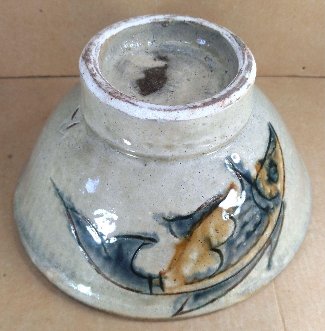 【本物保証】金城次郎 マカイ(壷屋焼魚紋茶碗）共箱 栞 美品 人間国宝 壺屋焼