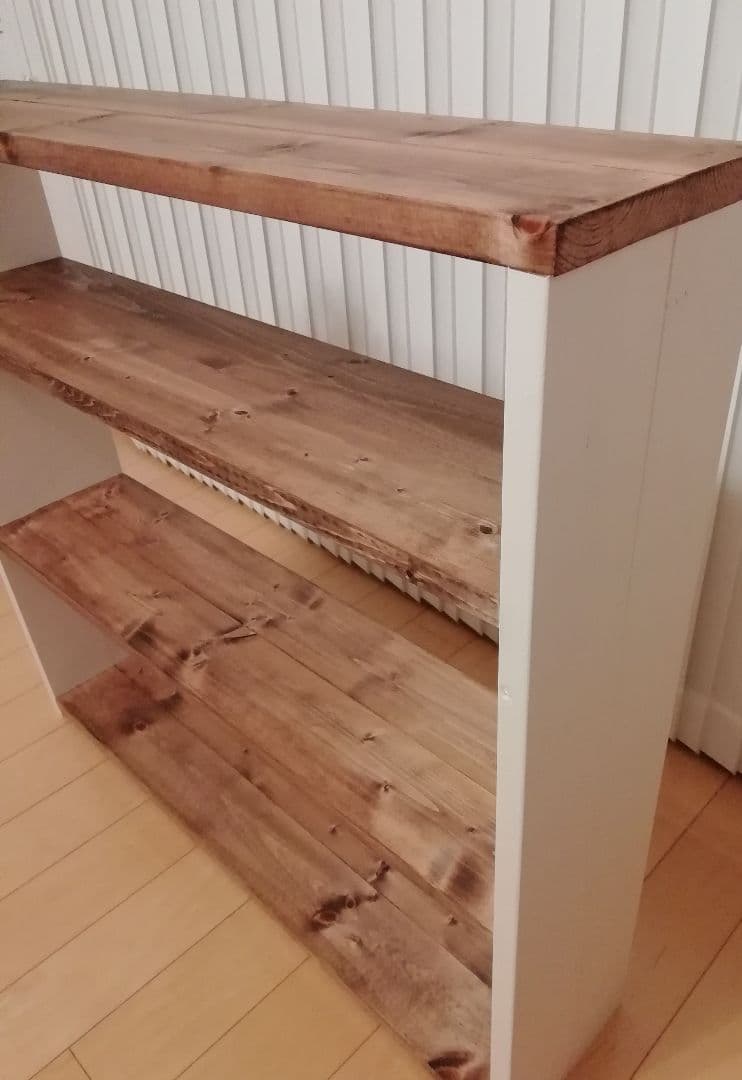 ハンドメイドシェルフ/棚/ラック/ホワイト【送付込み】