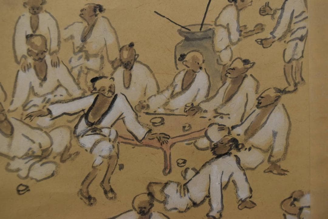 雲峰/漁村秋宴図/掛軸/名家伝来/AA-162