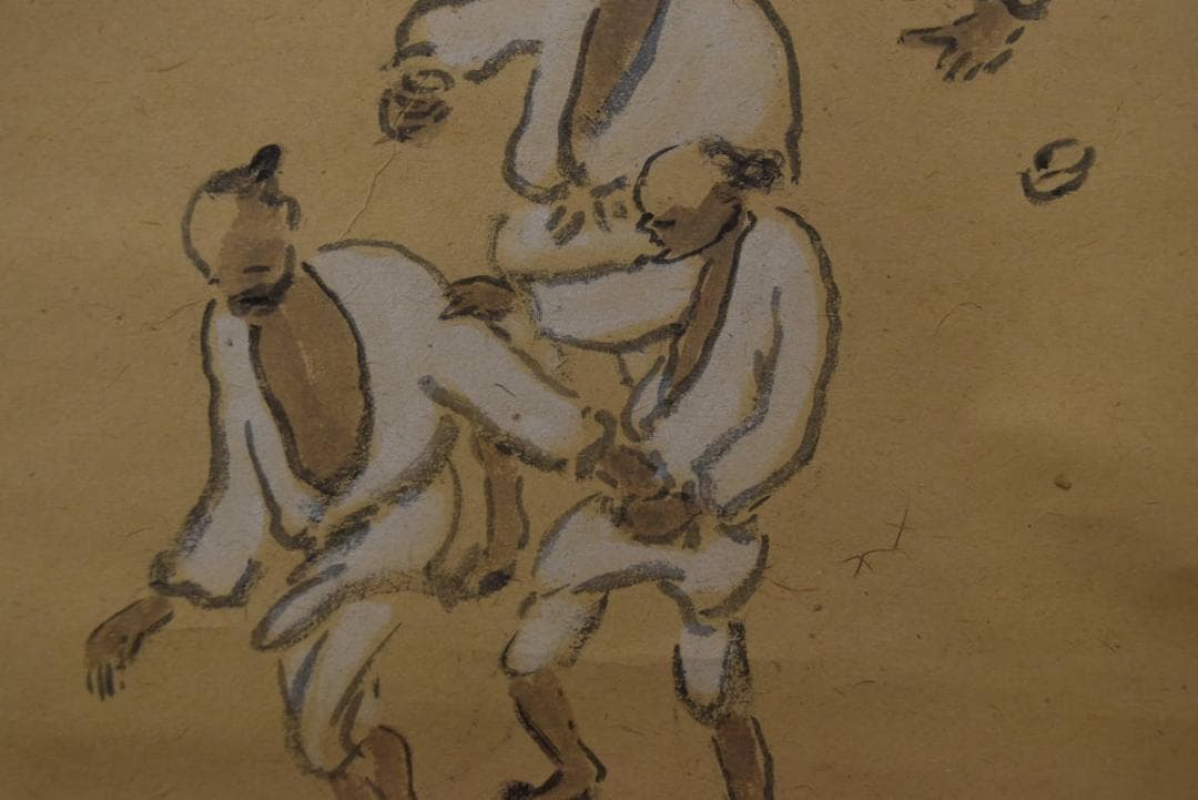 雲峰/漁村秋宴図/掛軸/名家伝来/AA-162