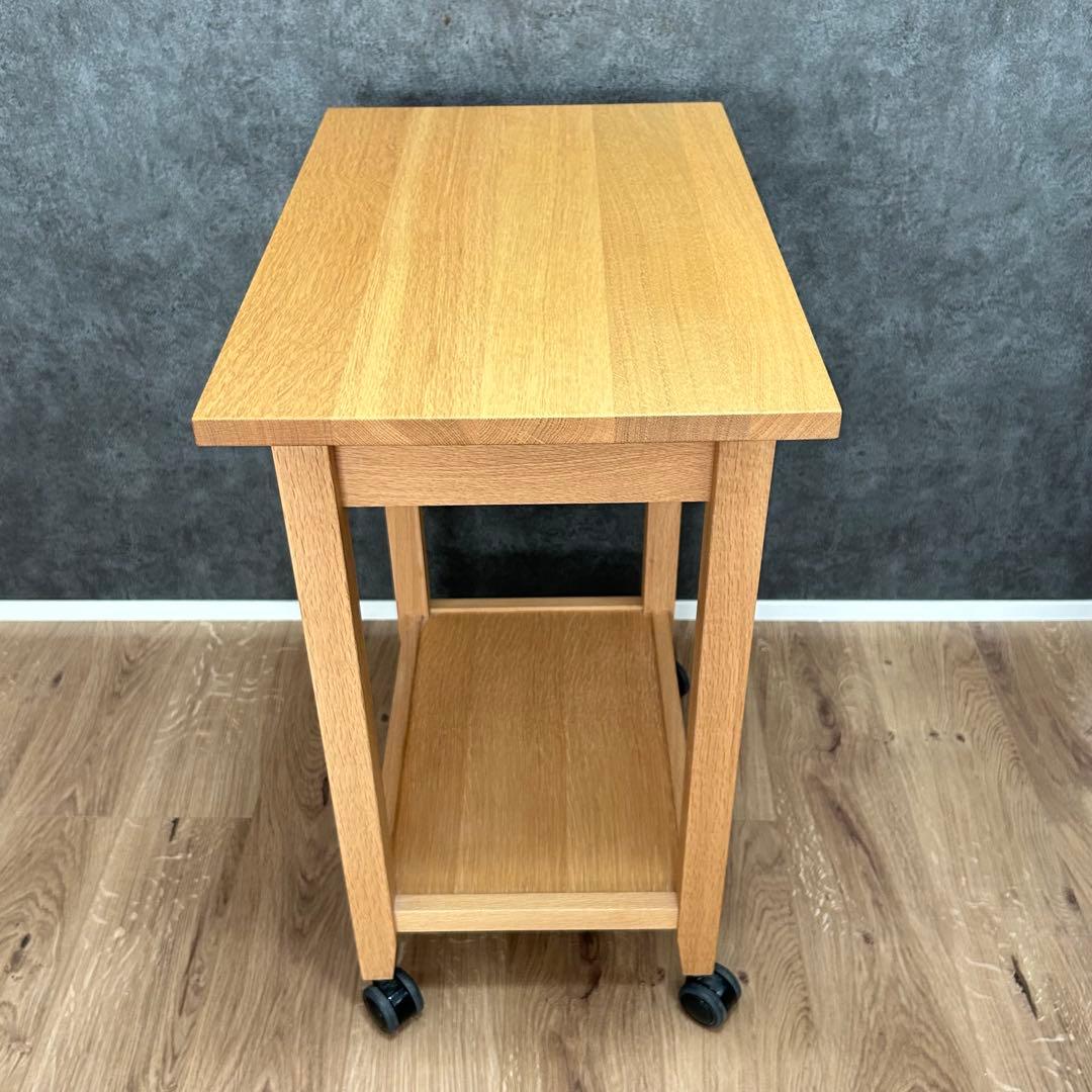 美品 柏木工 キャスター付 サイドテーブル オーク材ラック ワゴンKASHIWA