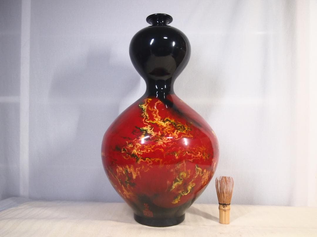 【良品】九谷焼 佐野慧成作 瓢型壺 ひょうたん壺 花器/花瓶/飾り壺 インテリア