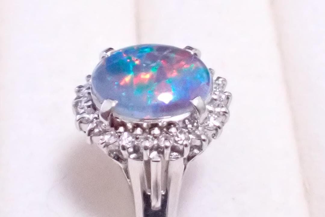 オパール　ダイヤ0.255　14.5号