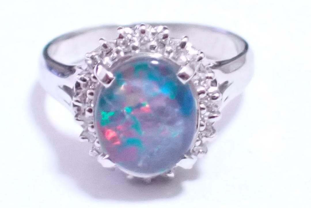 オパール　ダイヤ0.255　14.5号