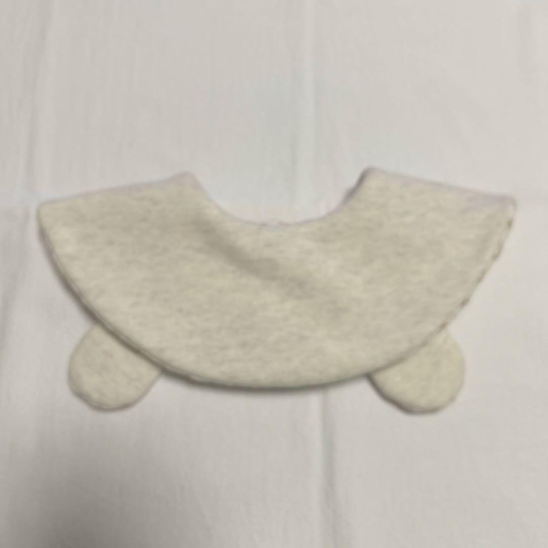 63 ハンドメイドスタイ　くま耳　　オートミール杢　ベビースタイ