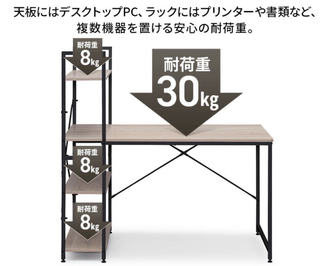パソコンデスク　勉強机　収納ラック　収納棚　デスクラック　机　ブラック