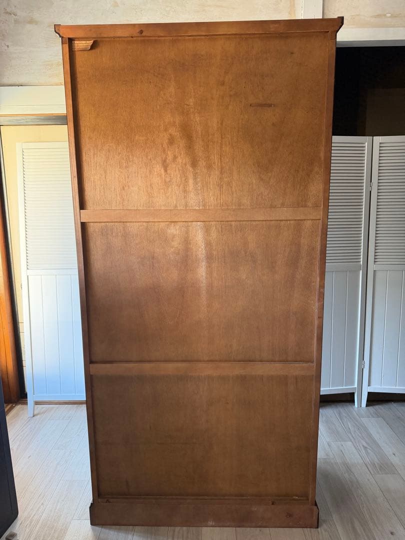 書棚 900 ふらの 観音開き 樺材 北海道民芸家具 ダークブラウン