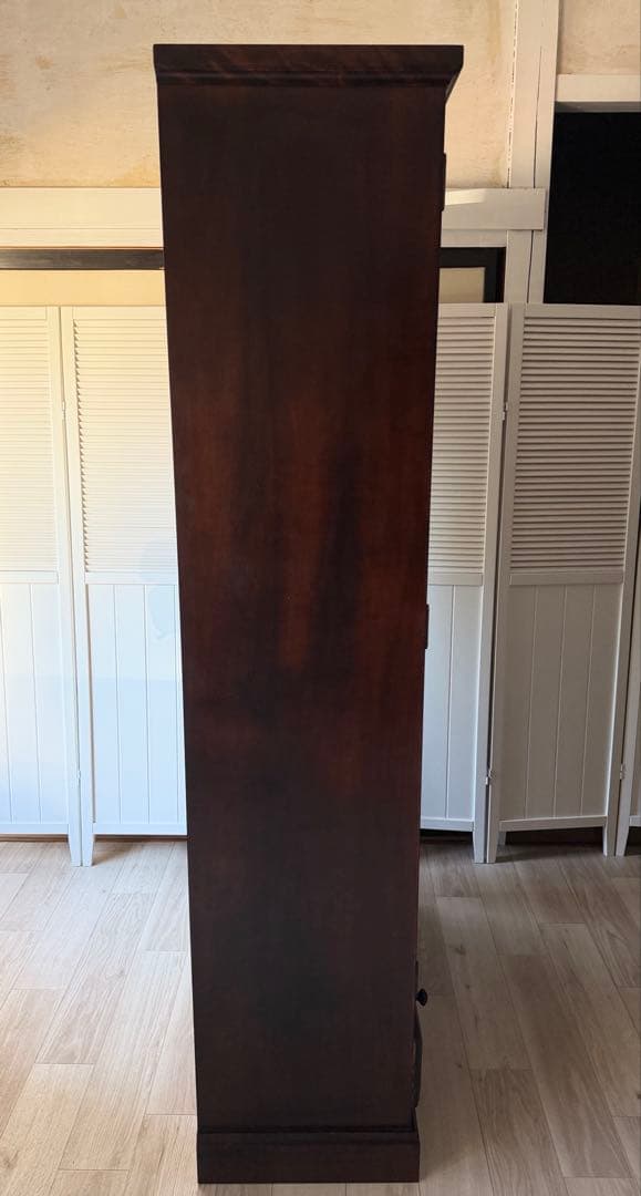 書棚 900 ふらの 観音開き 樺材 北海道民芸家具 ダークブラウン