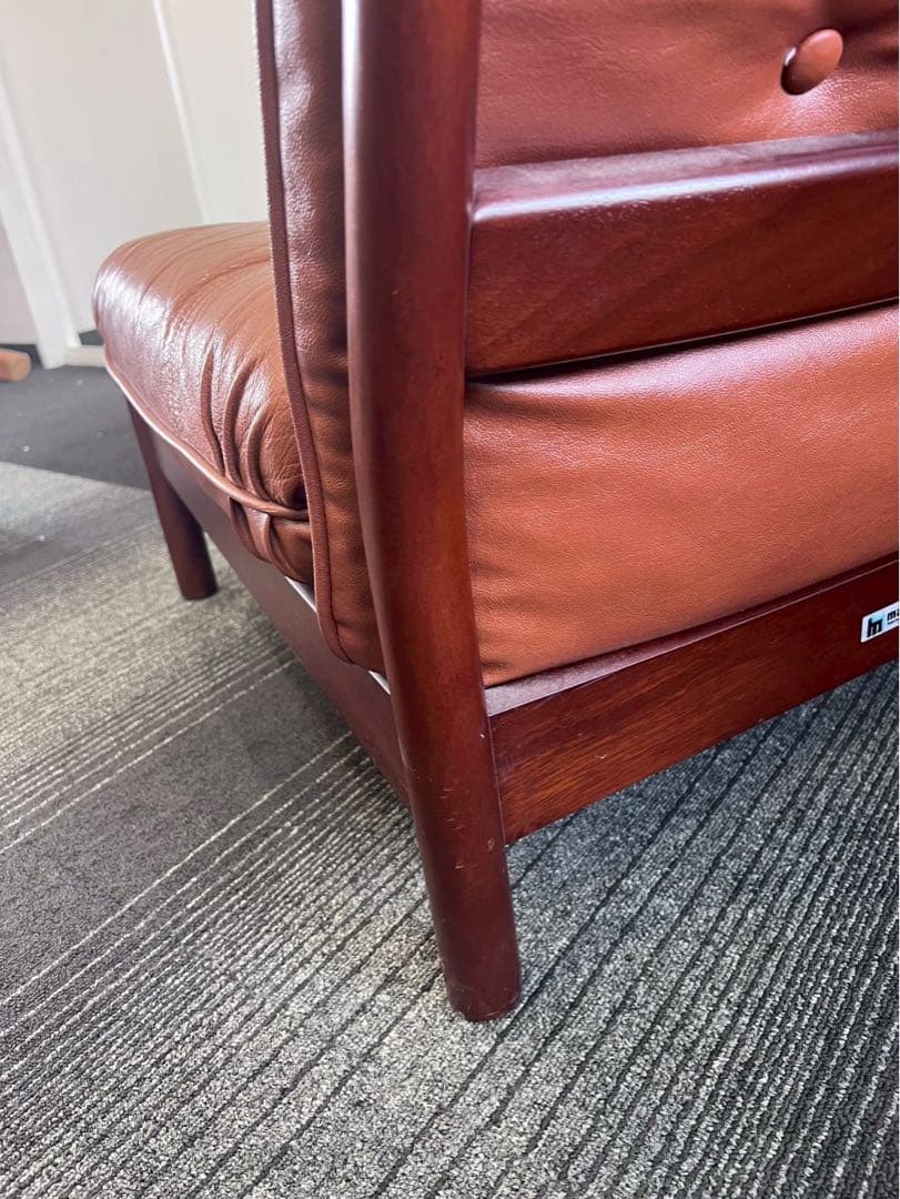 【希少・ヴィンテージ】マルニ木工 maruni 本革 1人掛けソファ ブラウン