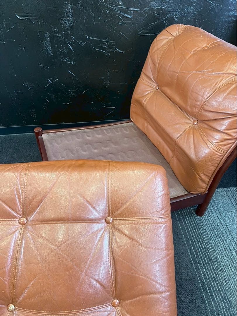 【希少・ヴィンテージ】マルニ木工 maruni 本革 1人掛けソファ ブラウン