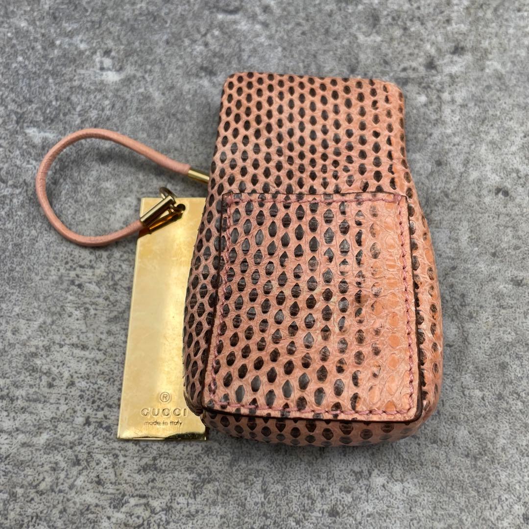 【美品】GUCCI グッチ　シガレットケース　ピンク　レザー　小物入れ