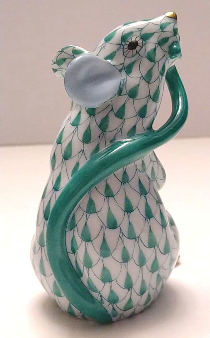 ヘレンド フィギュリン 干支 ネズミ グリーン 1996年