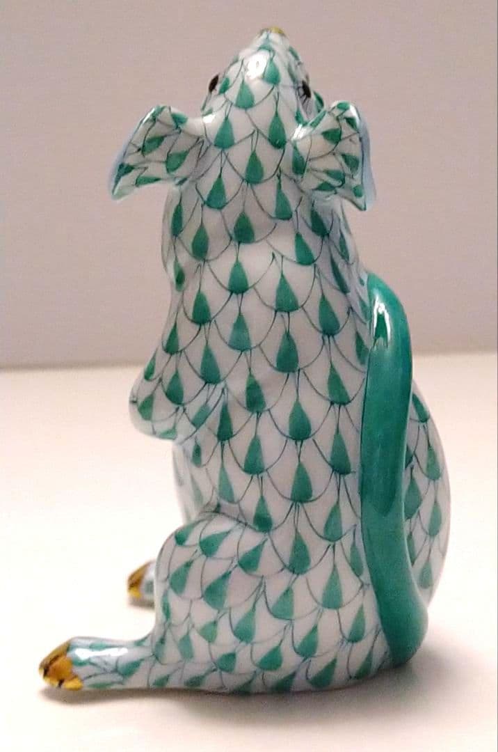 ヘレンド フィギュリン 干支 ネズミ グリーン 1996年