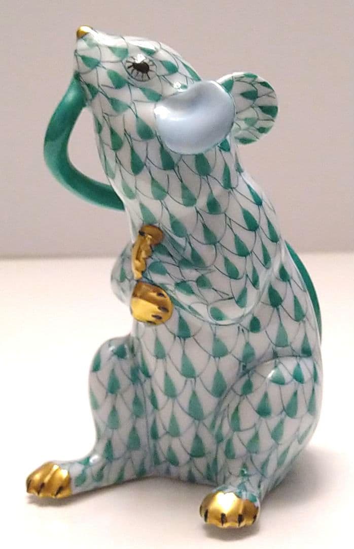 ヘレンド フィギュリン 干支 ネズミ グリーン 1996年