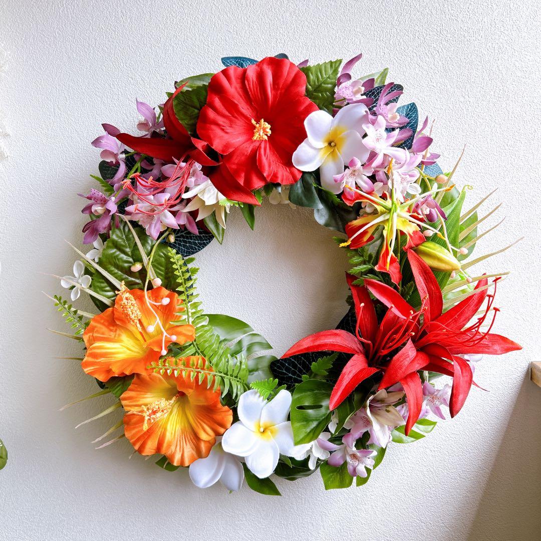 人気！ハイビスカスビッグリース　ハンドメイド