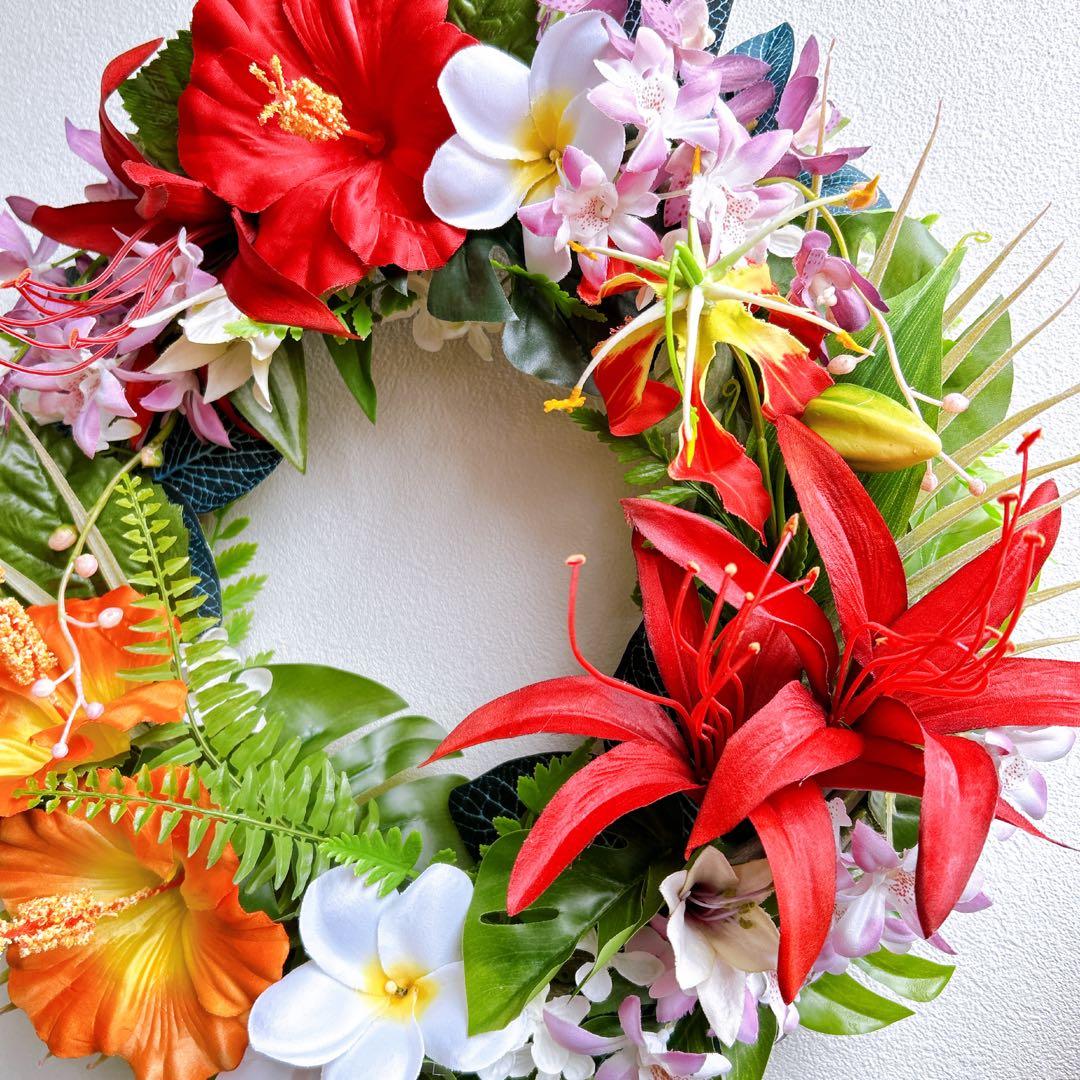 人気！ハイビスカスビッグリース　ハンドメイド