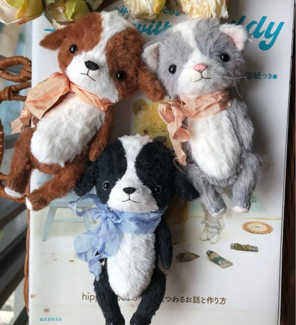 大人しいねこちゃん グレー ぬいぐるみ テディベア ハンドメイド 海外作家様