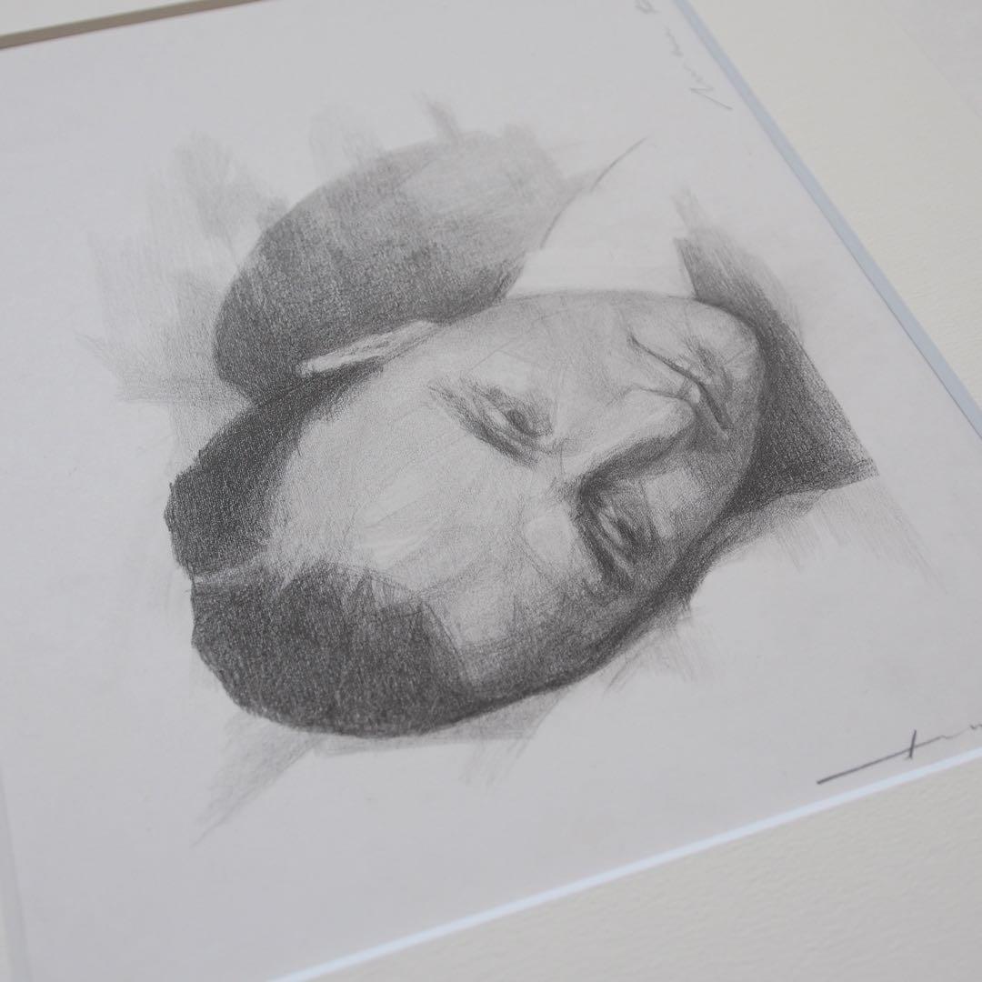 Man Ray ポートレート マット付き ドローイング 作品 鉛筆 木炭 アート